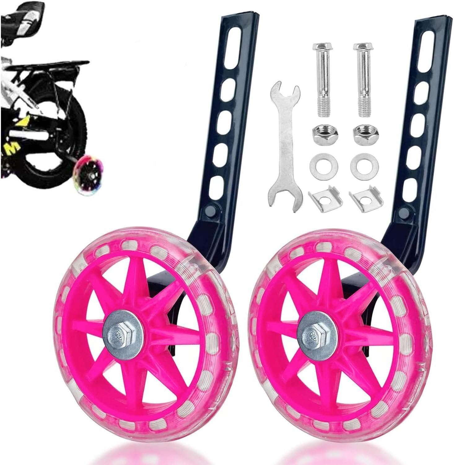 Songholee a Pair of Children'S Bicycle Riding Flash Silent Training Wheels, Suitable for 12-20 Inch Single Speed Bicycles