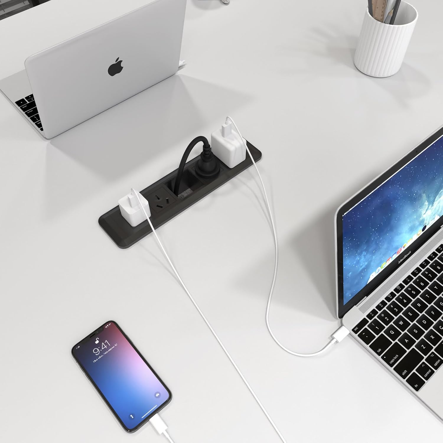 Embedded Desk Power Strip, Flush Mount Extension Cord Flush Outlet Extension Cord with Cable Access Hole, 2500W AU Plug Furniture Power Strip for Conference Table, Office Workstation, 1.8M image number 6