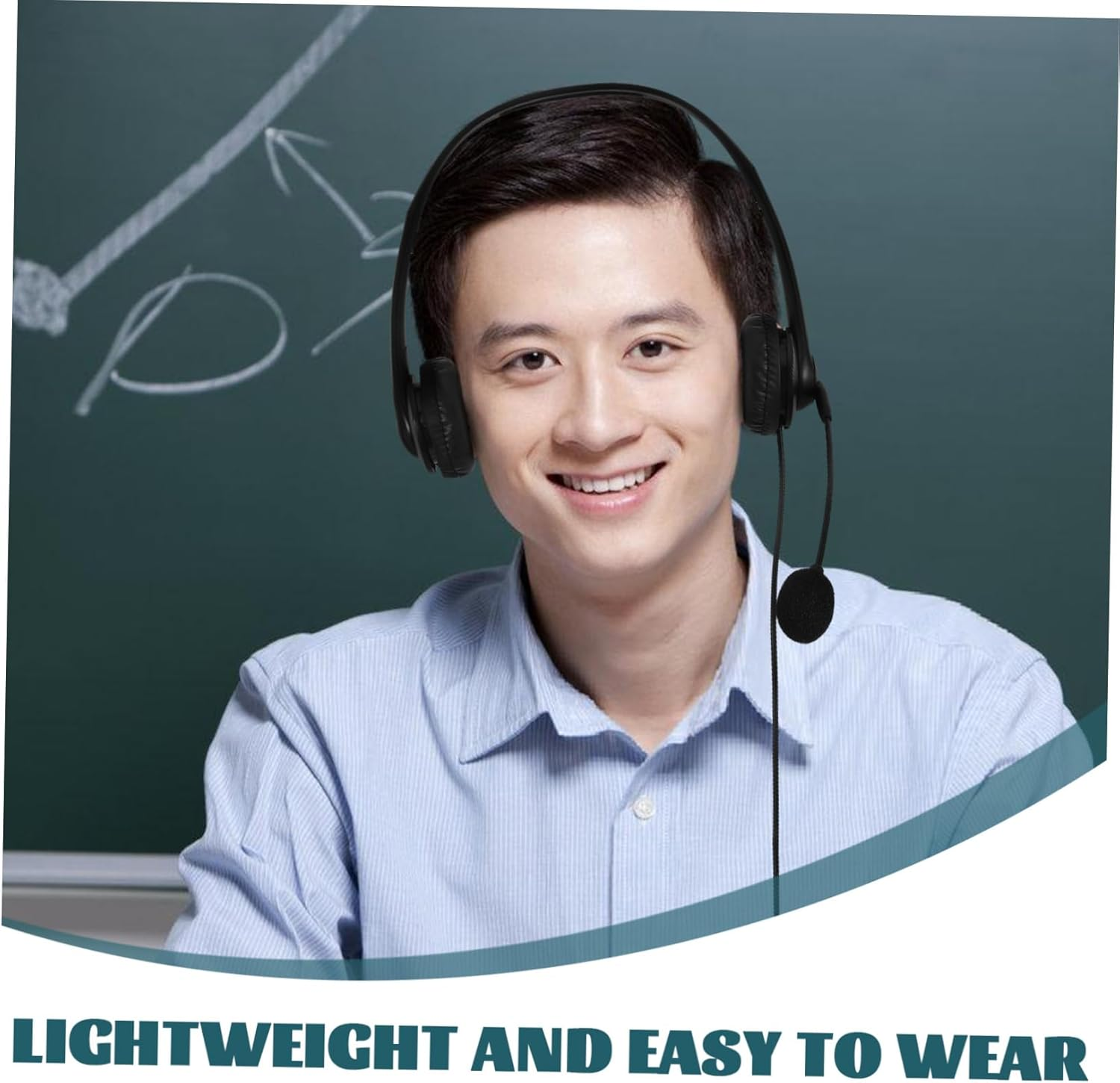 LABRIMP Wired Noise Cancelling USB Headset with Microphone for Office Computer Calls, Black Over-Ear Headphones for Online Classes and Business Webinars, Wired Control Headphone for Call Center Use image number 5