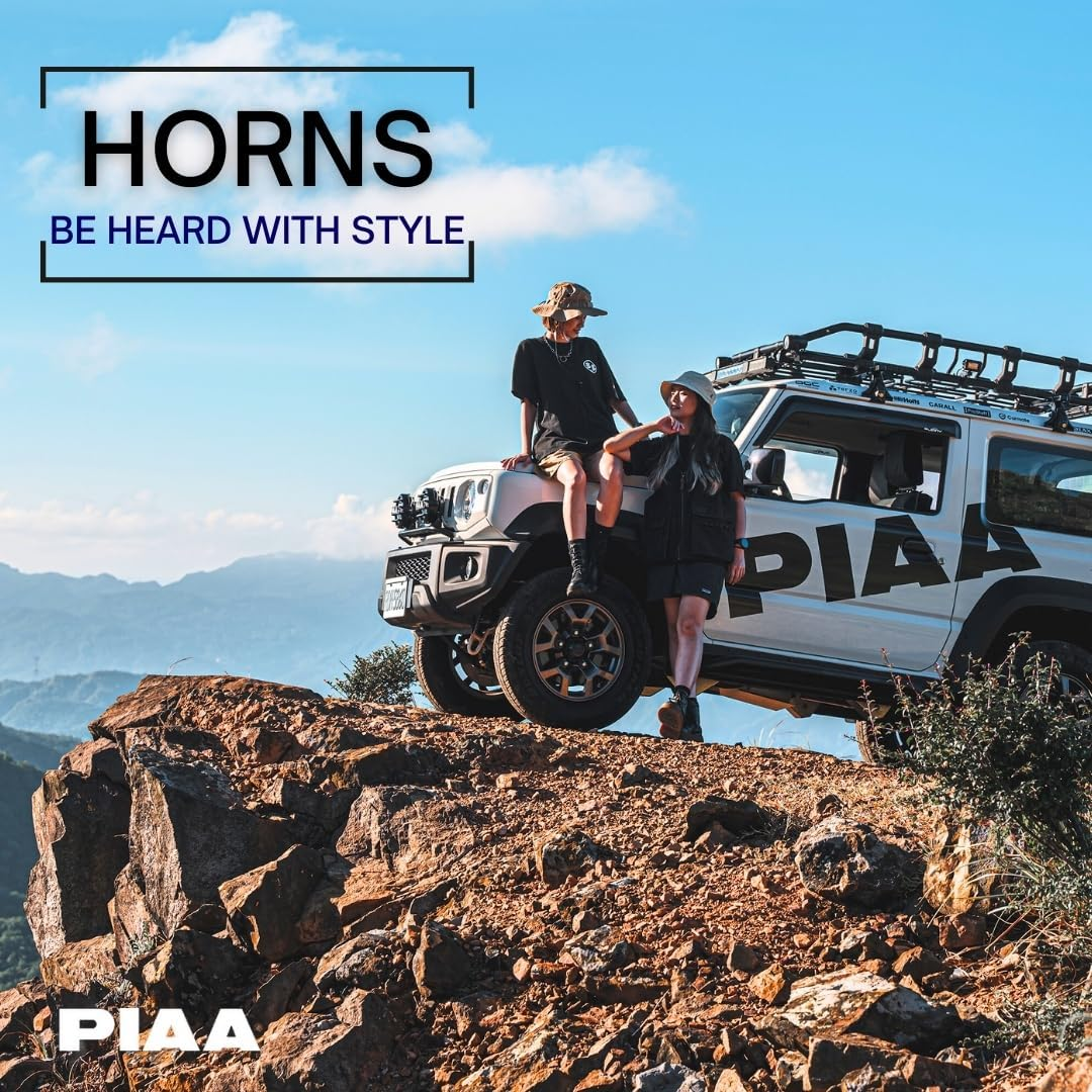 Piaa 85114 Slim Line 112Db 400Hz and 500Hz Twin Tone Sports Horn Kit for All Vehicles, Black