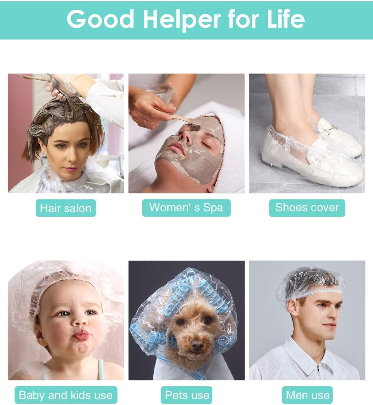 600Pcs Upgrade Disposable Shower Caps and Ear Covers for Ceizioes Waterproof Clear Hair Bath Caps, Plastic Hair Cap for Women Kids Girls, Spa, Hair, Travel, Hotel and Home Use image number 4