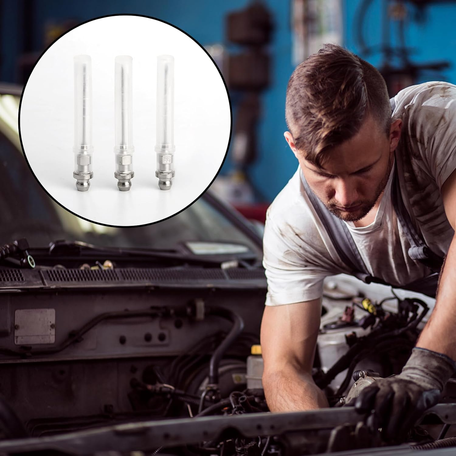 SAVITA 3Pcs Grease Injector Needles, Mini Bearing Grease Needle Nozzle Portable and Detachable Grease Needle for Ball Joints Needle Air Nozzle Injecting Grease Tool