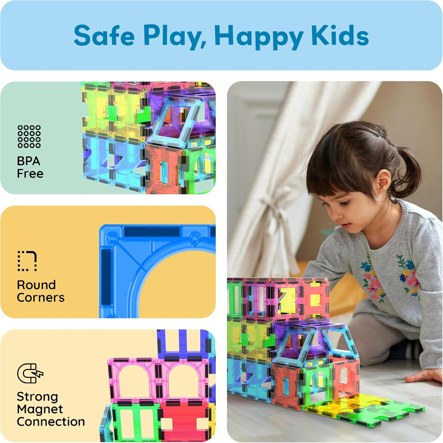 Picassotiles PT42 Designer Artistry Kit 42Pcs Set Magnet Building Tiles Clear Color Magnetic 3D Building Block - Creativity beyond Imagination! Educational, Inspirational, Conventional, Recreational