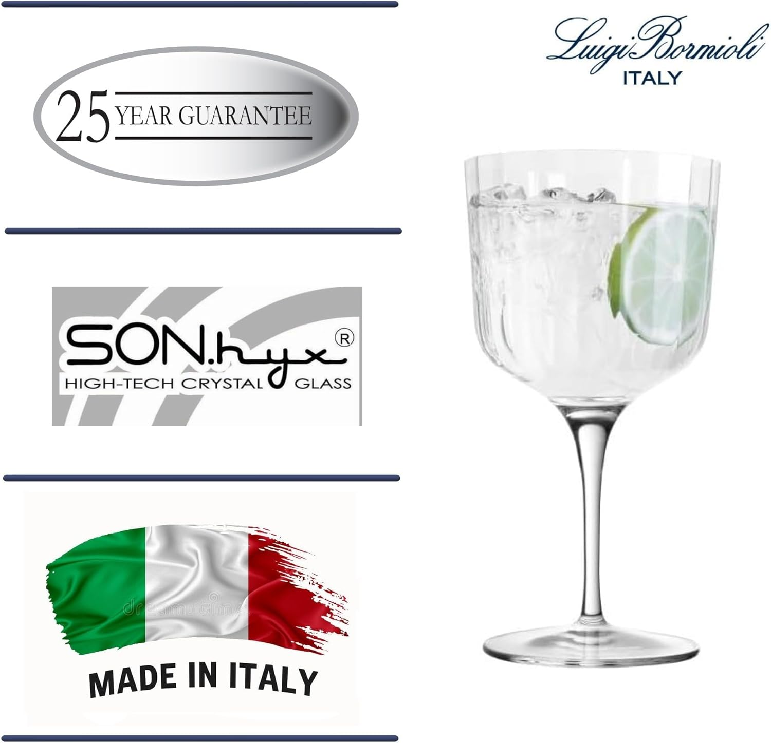 Luigi Bormioli C516 Bach Gin Glass 4-Pieces, 600 Ml Capacity, Clear, 4 Count (Pack of 1) image number 6