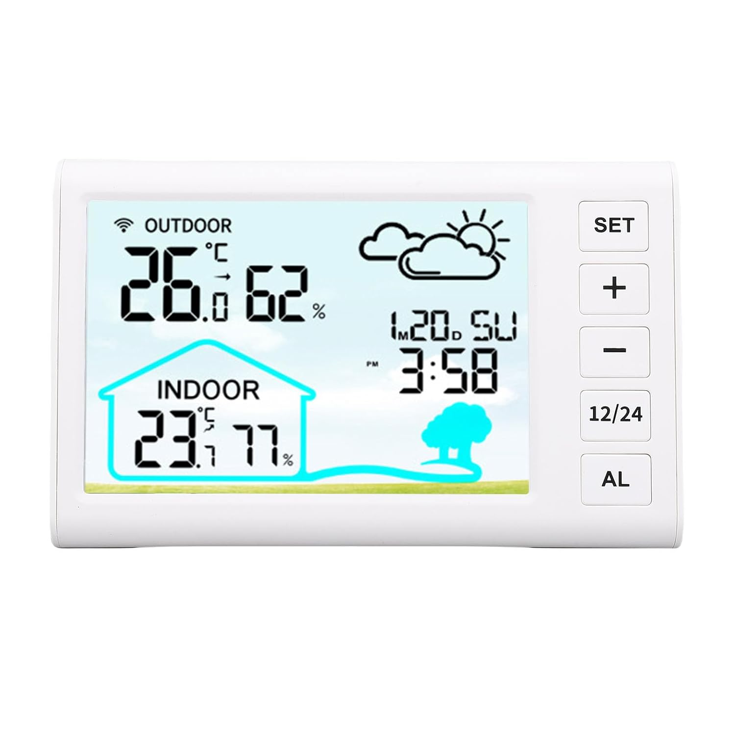 Weather Forecast Clock Wireless Indoor Outdoor Thermometer Hygrometer with High Accuracy Sensor and Trend Indicator for Home Office Garden