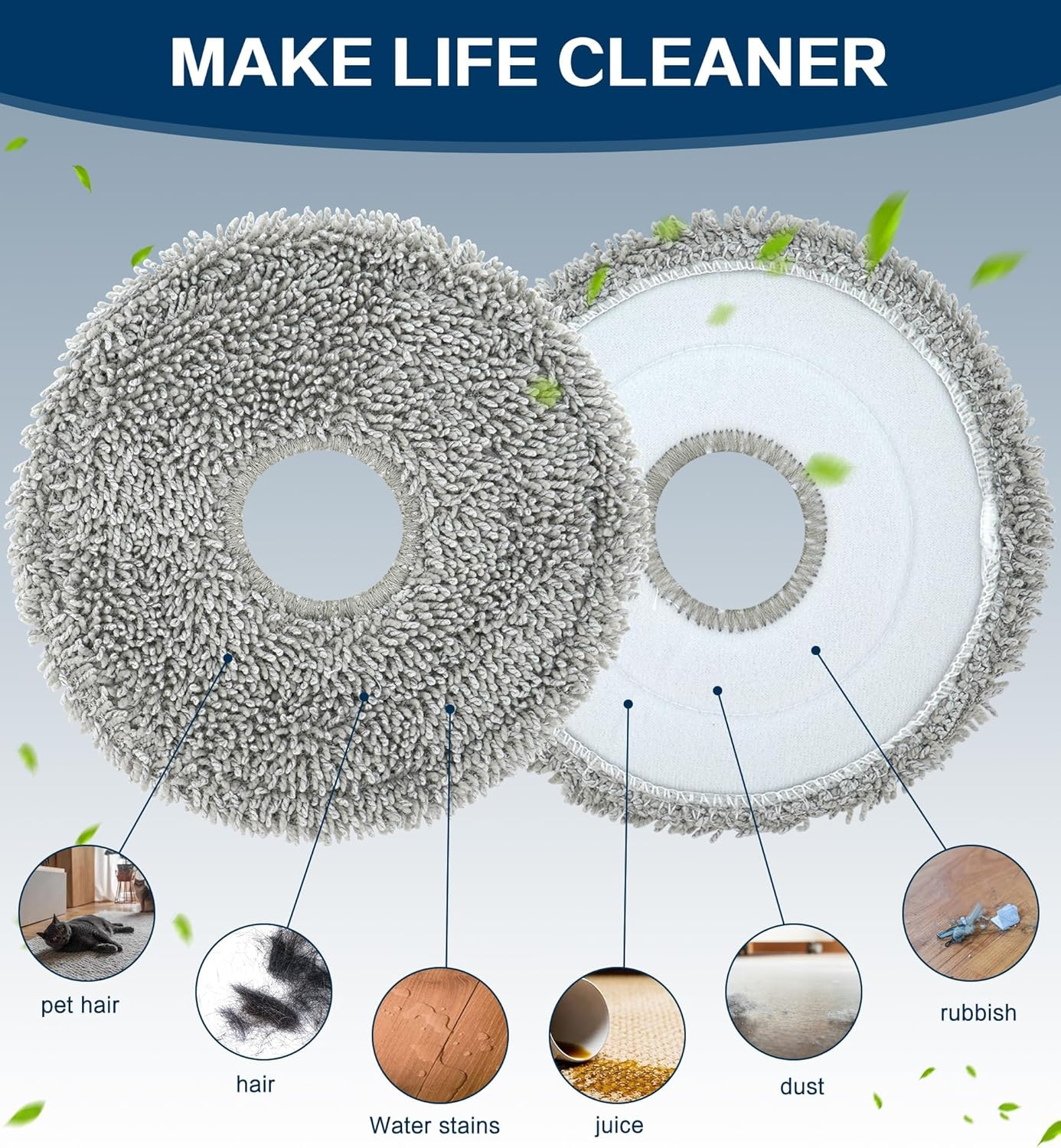 YBVABE Mopping Cloths for Dreame L20 Ultra /X30 Ultra / X40 Ultra/ L10S Pro Ultra /L10S Ultra/Roborock Q Revo/Q Revo Maxv/Q Revo Pro/Xiaomi X10+ Vacuum Cleaner Robots Replacement Microfiber Mop Parts image number 1