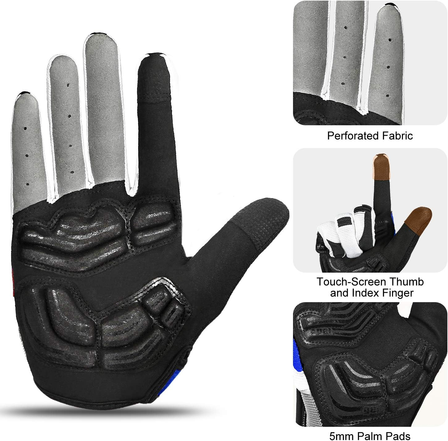 INBIKE Men'S Cycling Gloves, Full Finger Gel Padded Mountain Bike image number 5