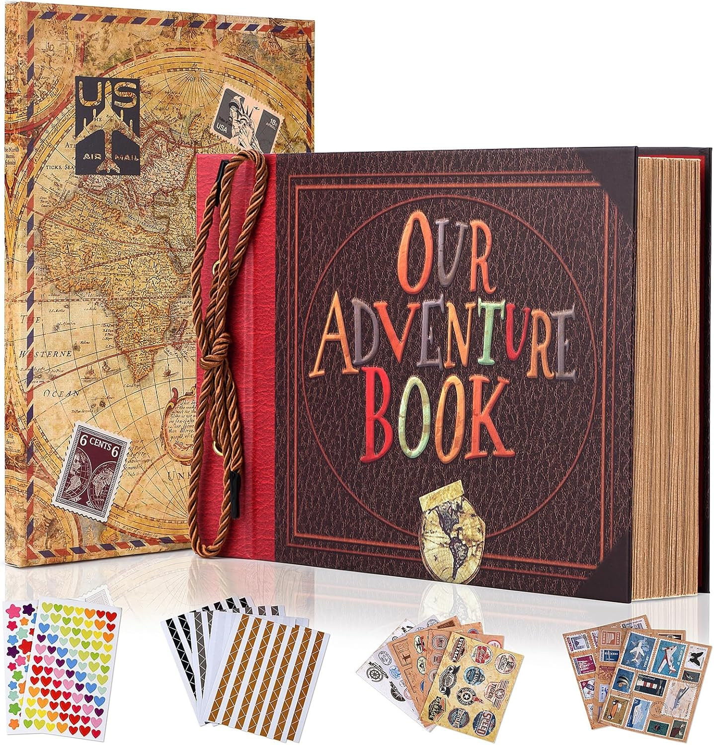 Our Adventure Book 12X12 Inch - Handmade Scrapbook Album for Travel, Wedding, Writing - 60 Pages DIY Memory Album - Perfect for Anniversary, Friends, Family, and Couple Gifts (12In-Adventure Book)