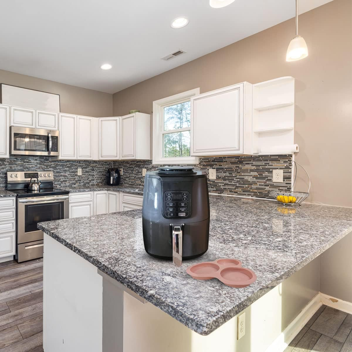 KVZVK Reusable Egg Pan for Air Fryer - 3 Cavity Non-Stick Baking Pan, Hamburger Bun Mold, Accessory image number 4