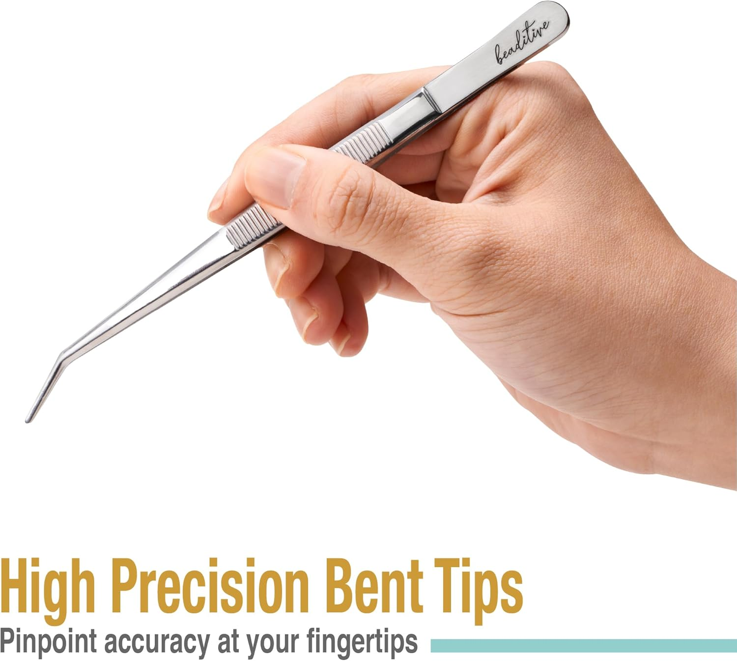 Beaditive 6-Inch Sewing Machine Tweezers Set (3-Pc) Serrated Bent Tips | Professional Grade, High Precision | Stainless Steel image number 3