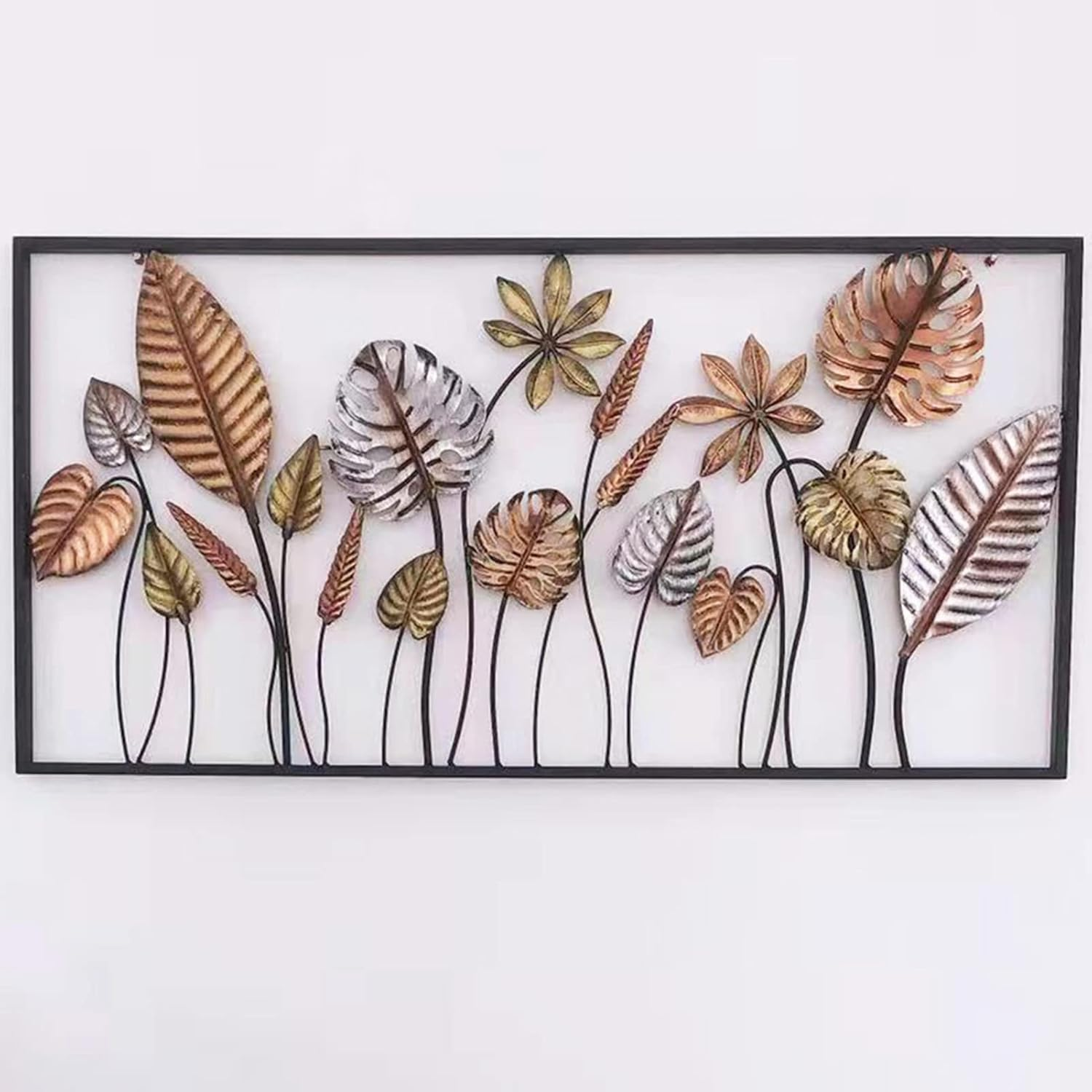Metal Wall Art Autumn Hanging Framed Flower Leaf 90Cm Home Garden Decor Sculpture for Indoor Outdoor Gift image number 6