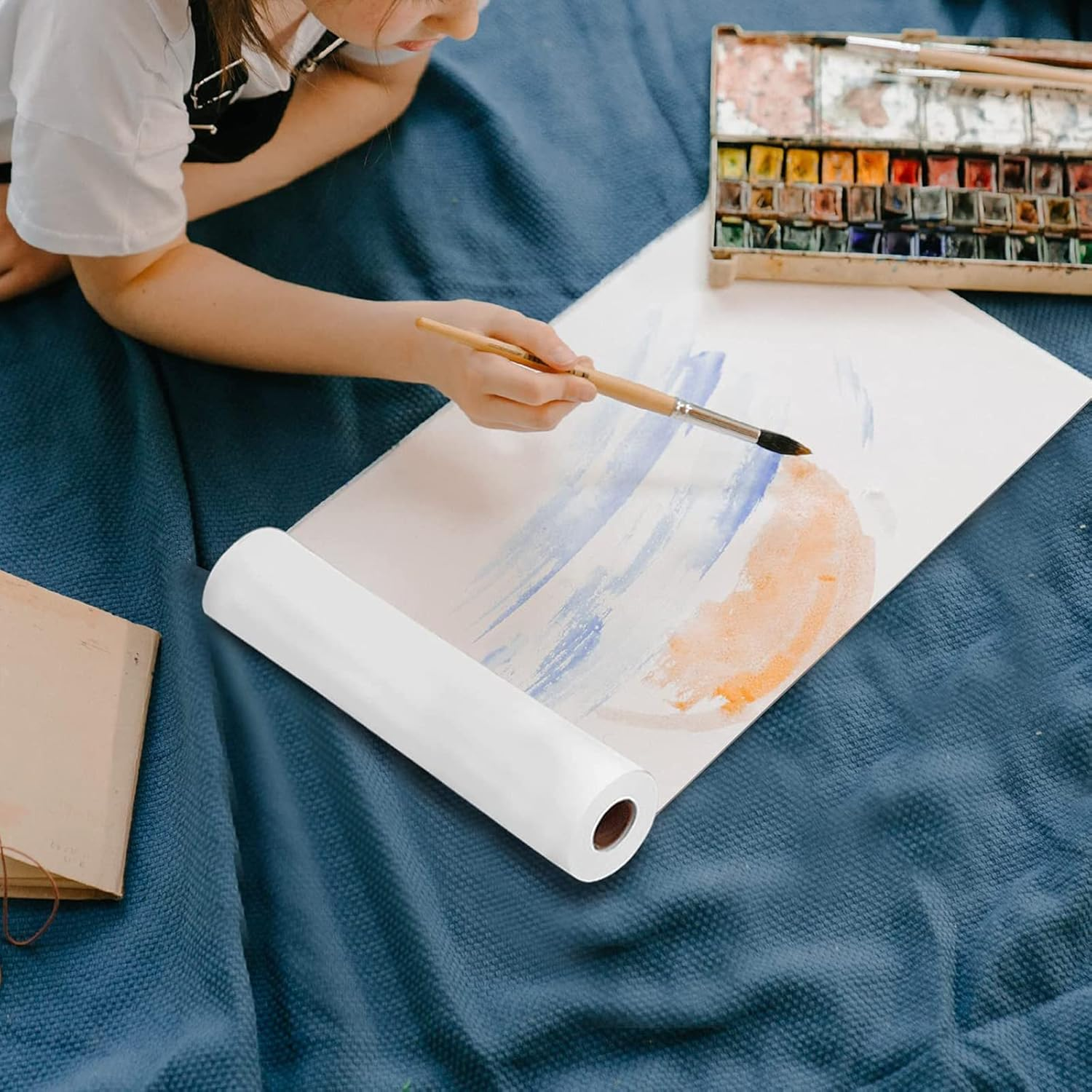 PALUDO Drawing Paper Roll, 43 Cm X 20 M White Paper Roll 80 G/M, Painting Paper Roll Children, Sketch Paper Sketch Roll for Children, Easel Paper, Wall Art, Sketching Crafts, Drawing Wrapping Paper image number 5