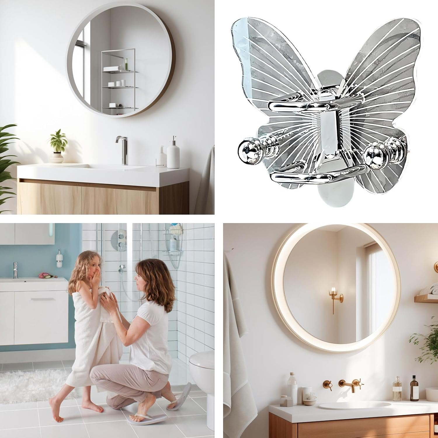 Ceprznvey Hair Brush Holder Wall Mount, Hairband Organizer for Bathroom, Butterfly Shape Hair Ring Organizer Rack for Dressing Tools, Comb Storage Holder image number 5