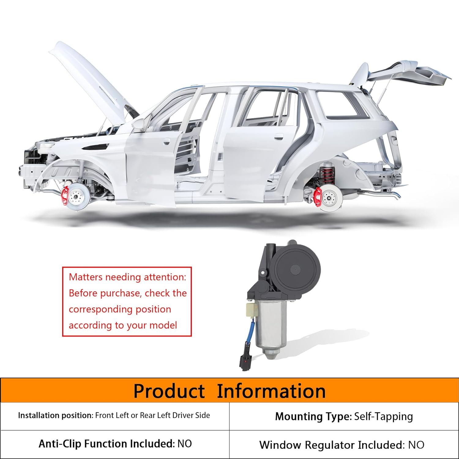 HXHAUTO 2 Pins Power Window Motor Compatible with Ford F-550/F-450/F-350/F-250 Super Duty Front Left/Rear Left Driver Side 1999，Replace for F81Z1523395AA F81Z1523395BA F81Z15233V95AARM 742-186 image number 4