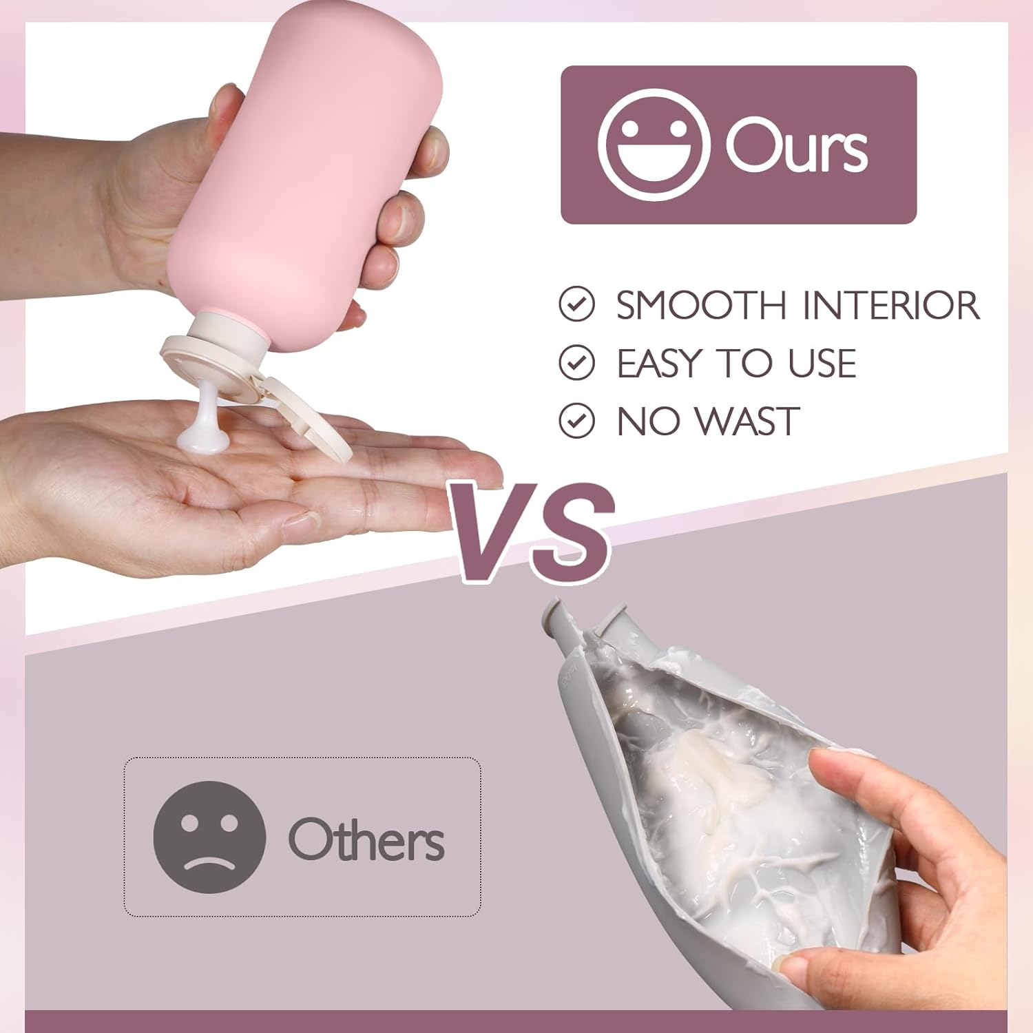 ASEVAT 10 Oz/4 Pcs Plastic Empty Squeeze Bottles Refillable Containers, Shampoo and Conditioner Bottles for Lotion, Cream Shampoo Leak Proof Travel Bottle image number 5