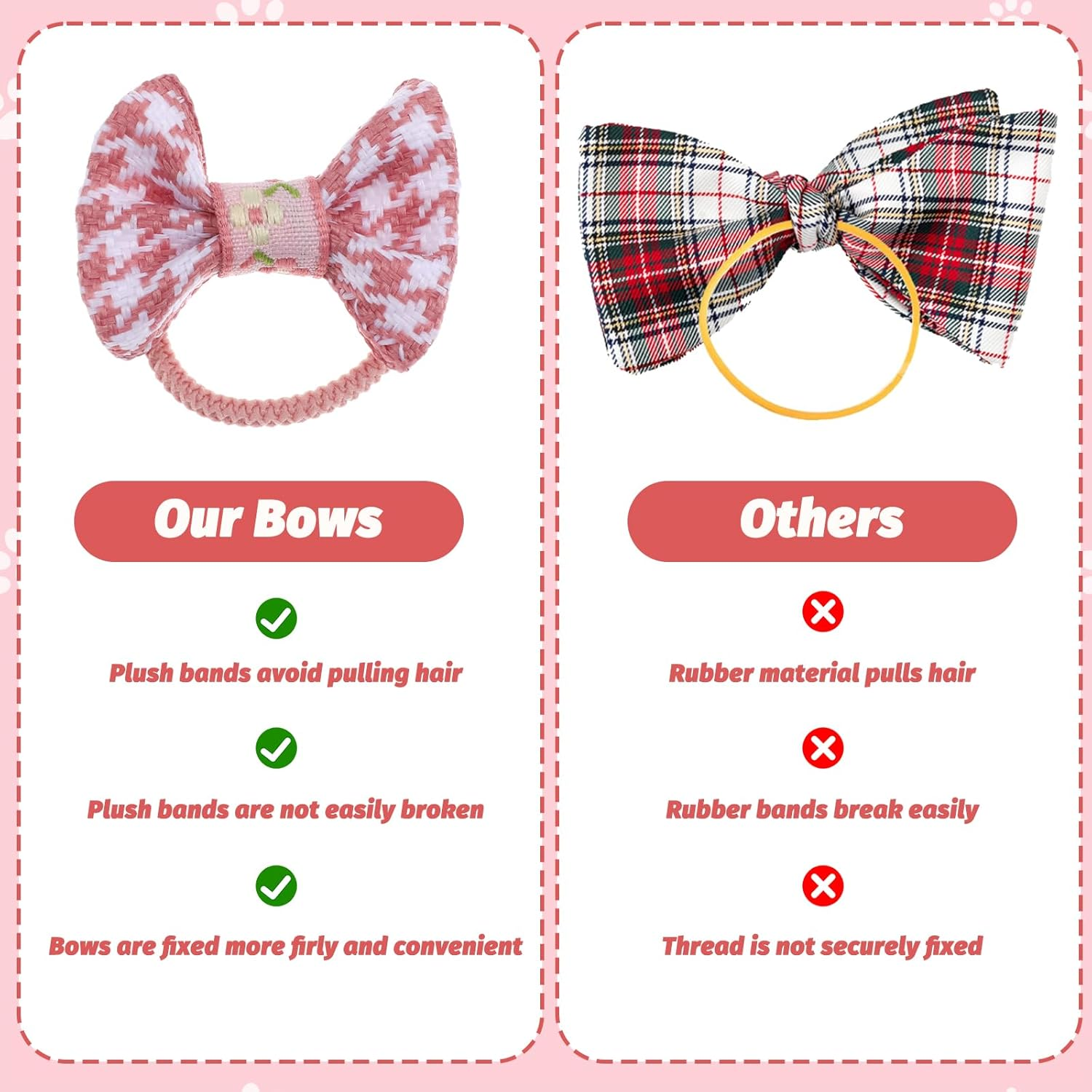 Giantree 20 Pcs Pink Dog Hair Bows for Small Dogs, Cute Dog Bows with Rubber Bands, Comfortable All-Season Hair Ties for Small Breeds (Pink) image number 2