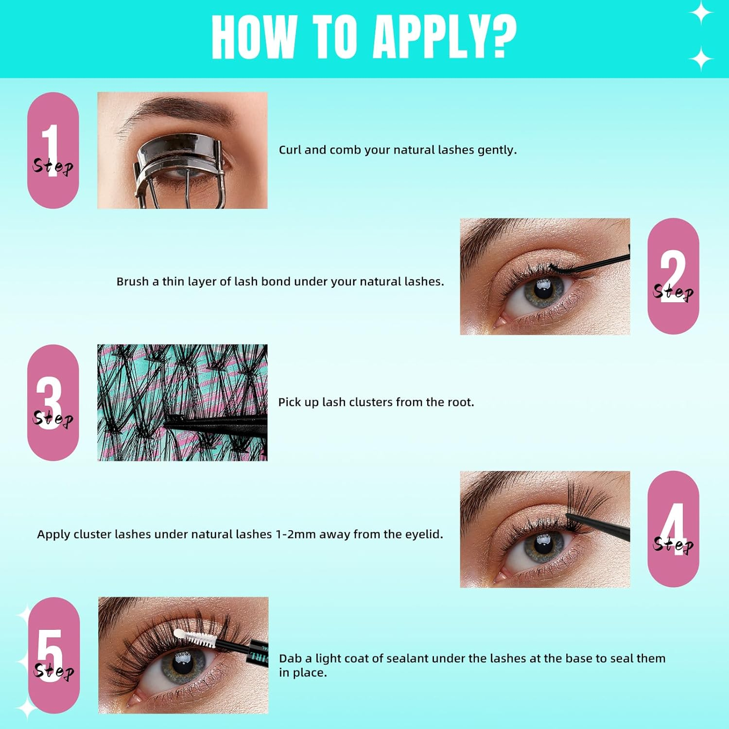 Lash Clusters 280Pcs 30D Eyelashes Cluster D Curl Individual Wispy Lashes Cluster for DIY Cluster Eyelash Extensions at Home for Beginners (30D,10Mm) image number 3