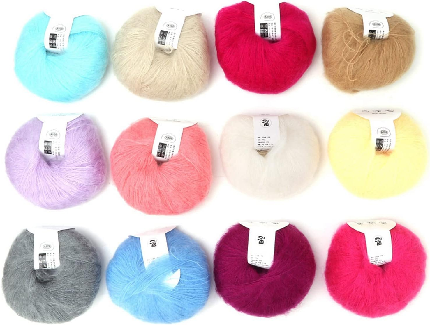 Trisar Soft Lightweight Mohair Wool Blend Knitting Yarn, anti Pilling & Shrinkage, Hand Washable, 12 Colors a Set image number 6