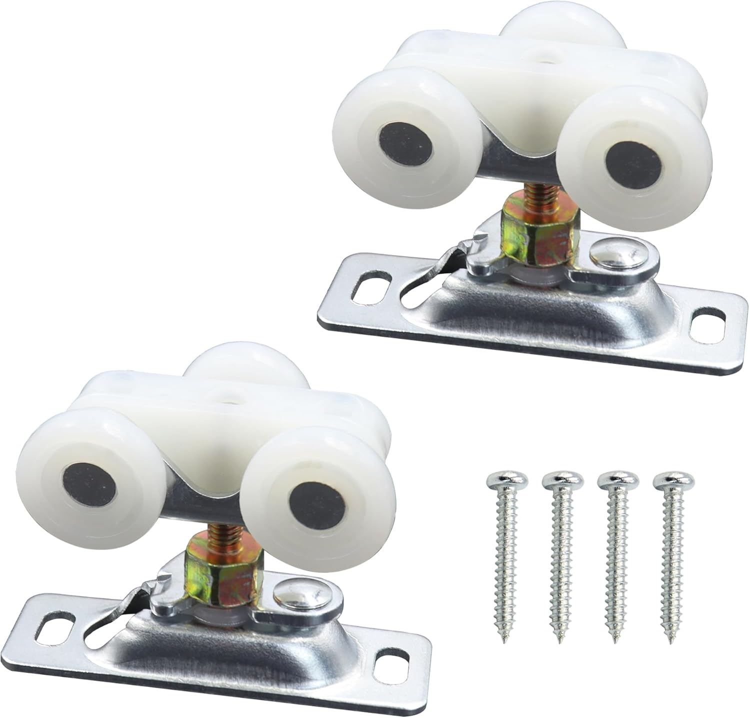 2 Pack Pocket Door Rollers Assembly, 0.7 Inch RV Closet Roller Wheel Replacement with Top Hanger, RV Sliding Door Hardware Parts with Mounting Screws for Bypass, Closet image number 4