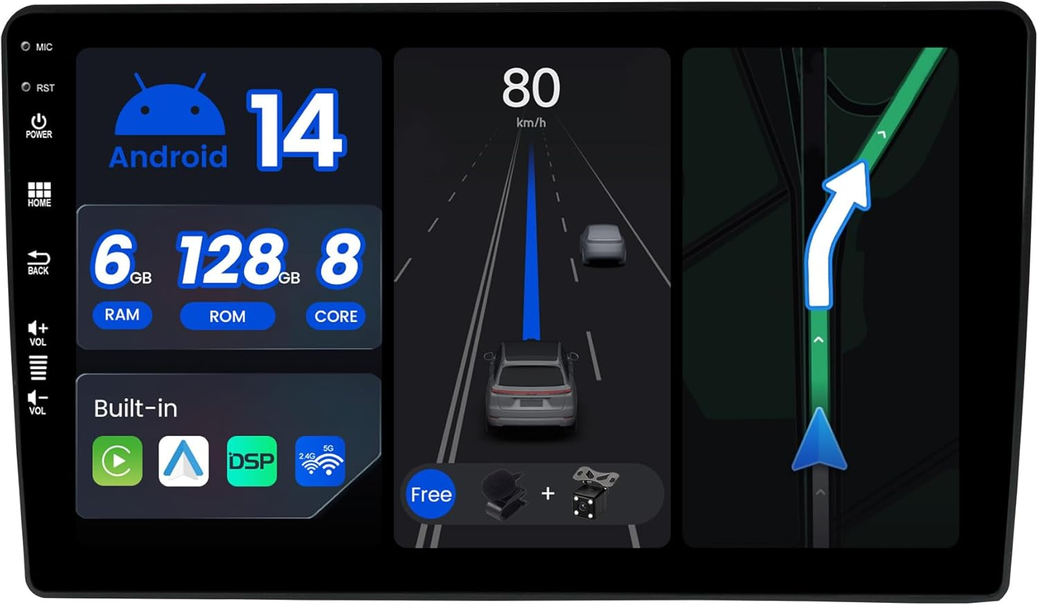 6G+128G - Android 14 IPS Car Stereo for Hyundai H1 Grand Starex 2007-2014 - Wireless Carplay/Android Auto - LED Camera + MIC - 9 Inch 2 Din - DAB Steering Wheel Fast-Boot 360-CAM AHD Wifi