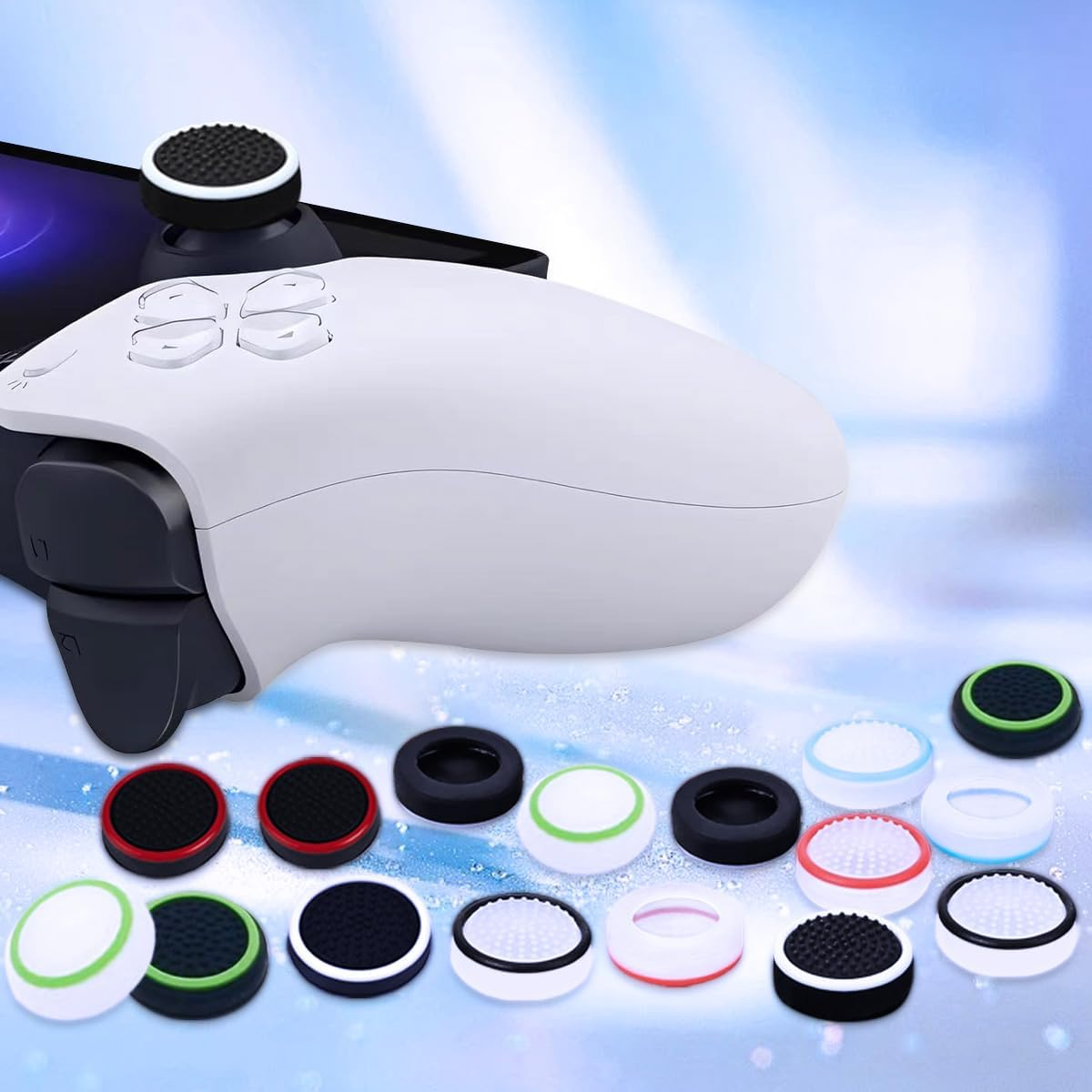 Thumb Grips Caps for PS Portal, Full Protection Joystick Cap with Anti-Scratch & Anti-Fingerprint Design Silicone Analog Stick Covers Protector Joystick for PS Portal Accessories(4 Pcs)- Blue - Blue image number 5