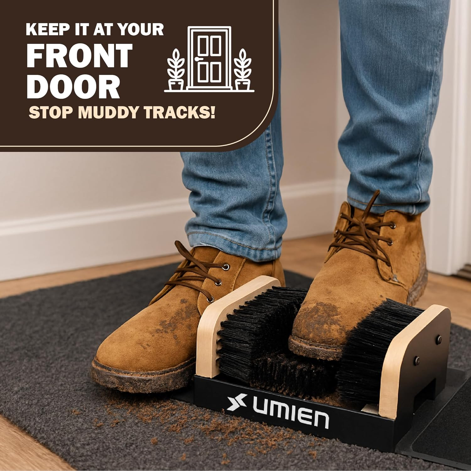 Umien Boot Scraper Brush Outdoor - Deluxe Folding Boot Cleaner Scrubber Indoor and Outdoor Use - Easy to Use for Children & Adults - New 2022 Design (Boot Scraper with Flaps) image number 6