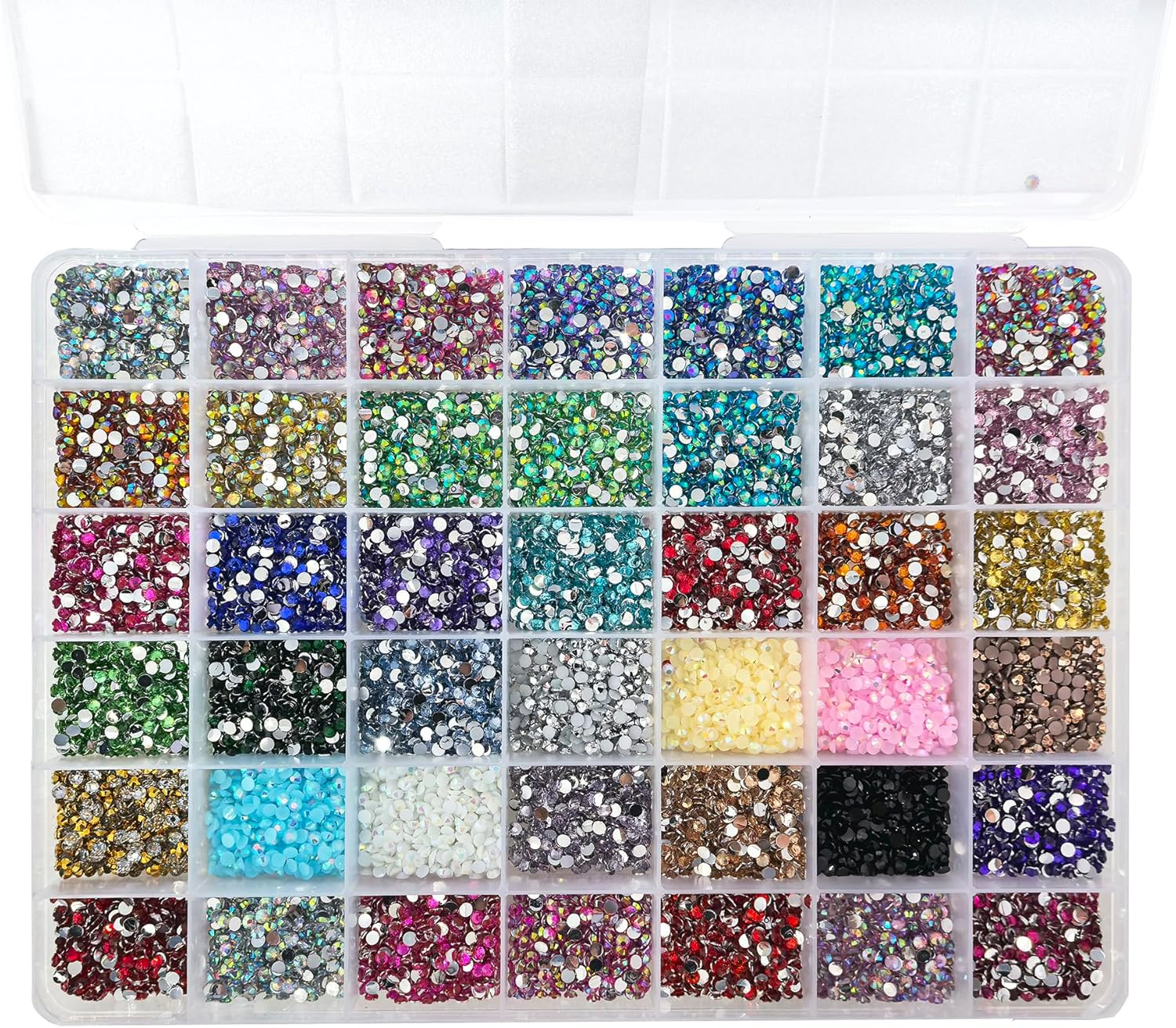 12000Pcs Nail Art Rhinestones, Betterjonny 24 Colors 4Mm round Nail Flatback Rainbow Gems Set with Tweezers and Pencil AB Glitter Flat-Bottomed Rhinestone for Crafts Decoration and Jewelry Making
