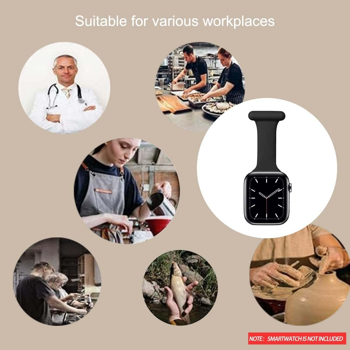 ZANZER Fob for Apple Watch Series 9/8/7 Band 41Mm 40Mm 38Mm Nurses Midwives Doctors Healthcare Paramedics,Silicone Pin Fob for Iwatch Series 8/7/6/SE2/SE/5/4/3/2/1 image number 2