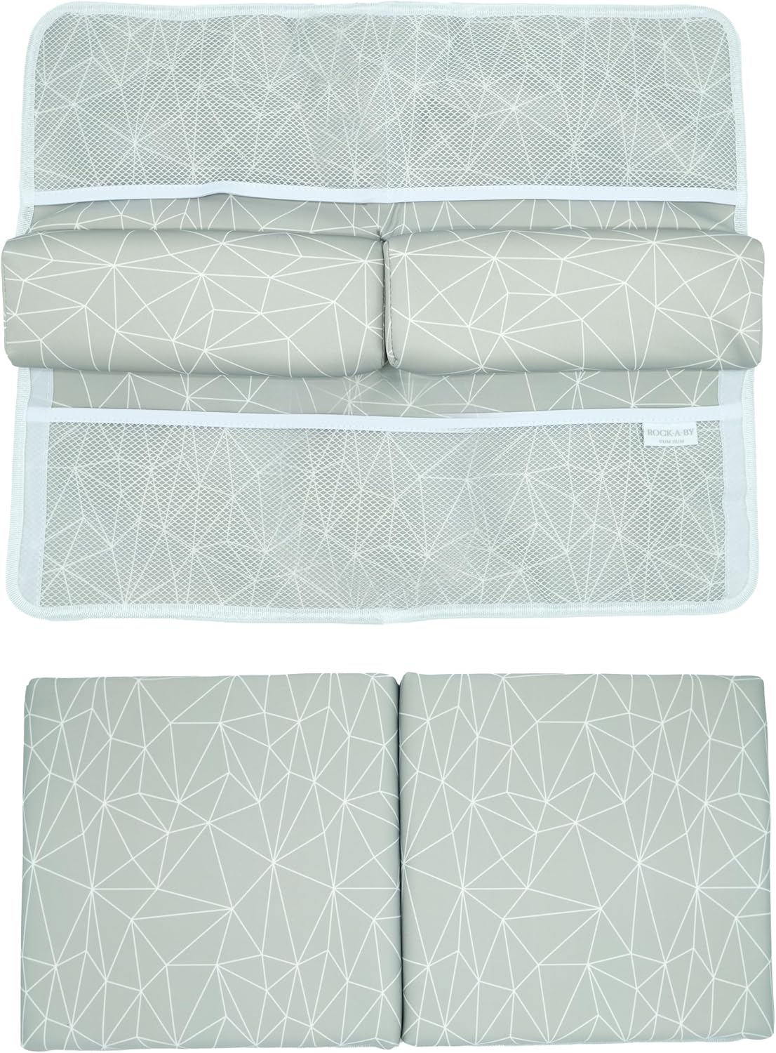 Baby Bath Kneeler and Elbow Rest Pad Set - Super Thick Kneeler and Elbow Pad with Toy Storage and Organiser Pockets (Australian Eucalyptus, 58Cm W X 52Cm L X 4Cm H)