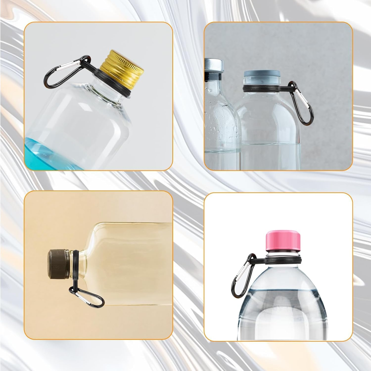 Lexziuo 6PCS Silicone Water Bottle Clips with Carabiner - Secure Leak-Proof Holder for Sports Bottles, Travel Camping Hiking Accessories, Durable Carrying Clip for Backpack Gym Outdoor Activities image number 1