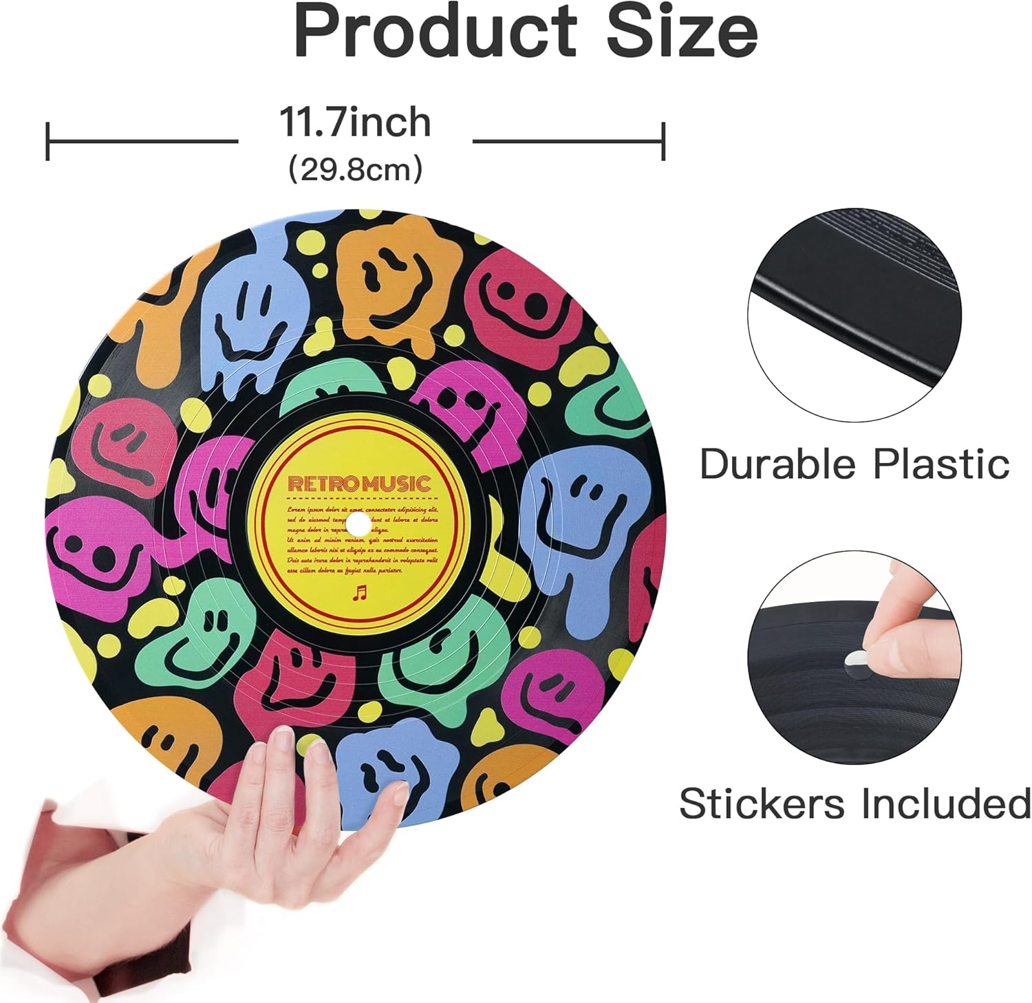 Putuo Decor Aesthetic Vinyl Record Set of 4 - Kawaii Indie Mushroom Room Decor, Pink Y2K for Teen Girls, Cute Pastel Danish for Kid'S Room (AMZVS0004) - Mushroom image number 5