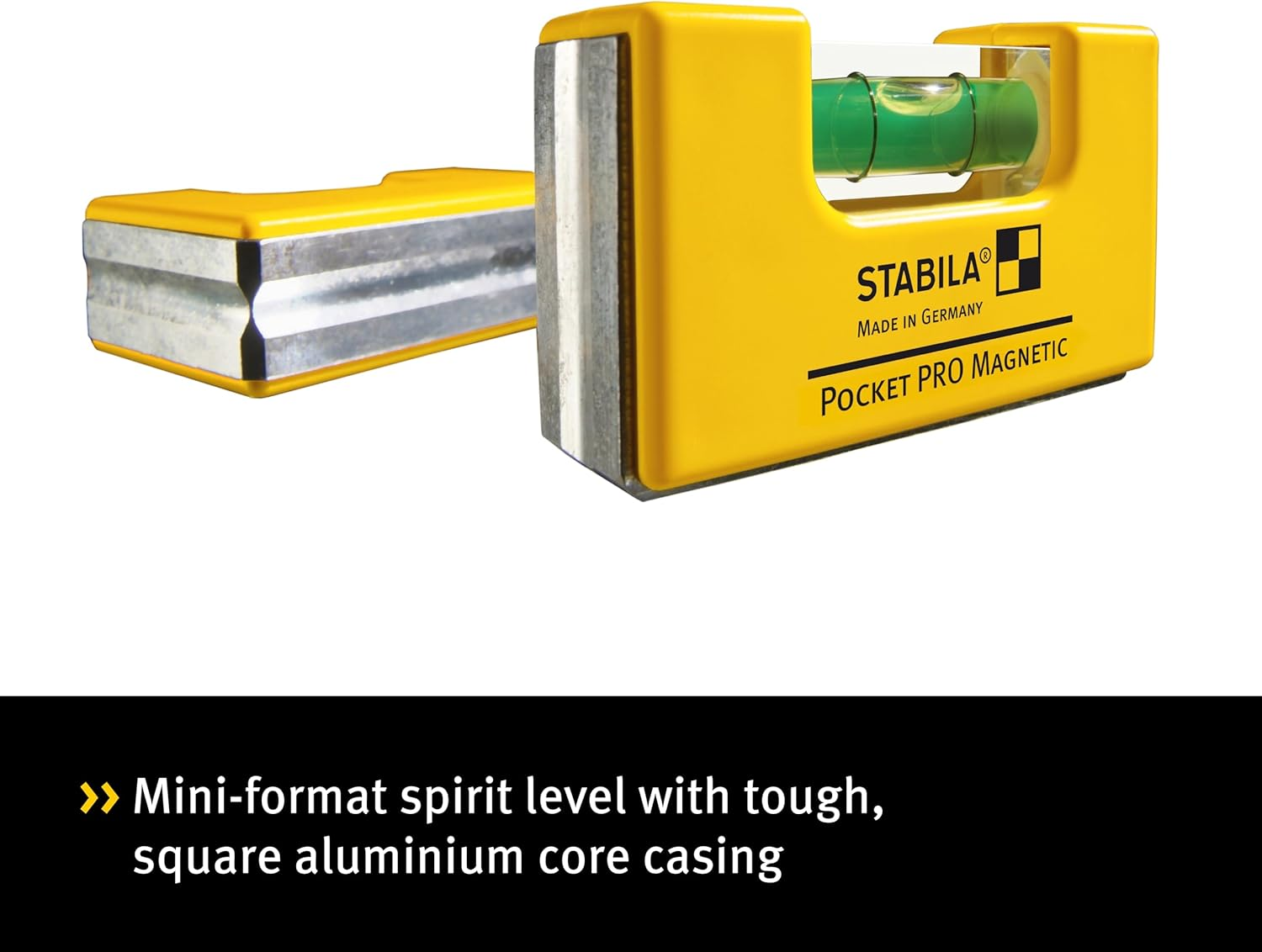 STABILA Pocket PRO Magnetic Mini Spirit Level with Belt Clip, 7 Cm, Strong Rare Earth Magnet, 1 Horizontal Level, Made in Germany, Yellow, 15 X 8 X 20 Cm image number 5