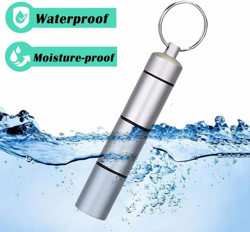 3PCS Portable Pill Case Keychain, 3 Compartment Aluminum Alloy BPA Free Waterproof Sealed Pill Boxes and Stackable Organizer Daily Pill Container for Outdoor Travel Camping
