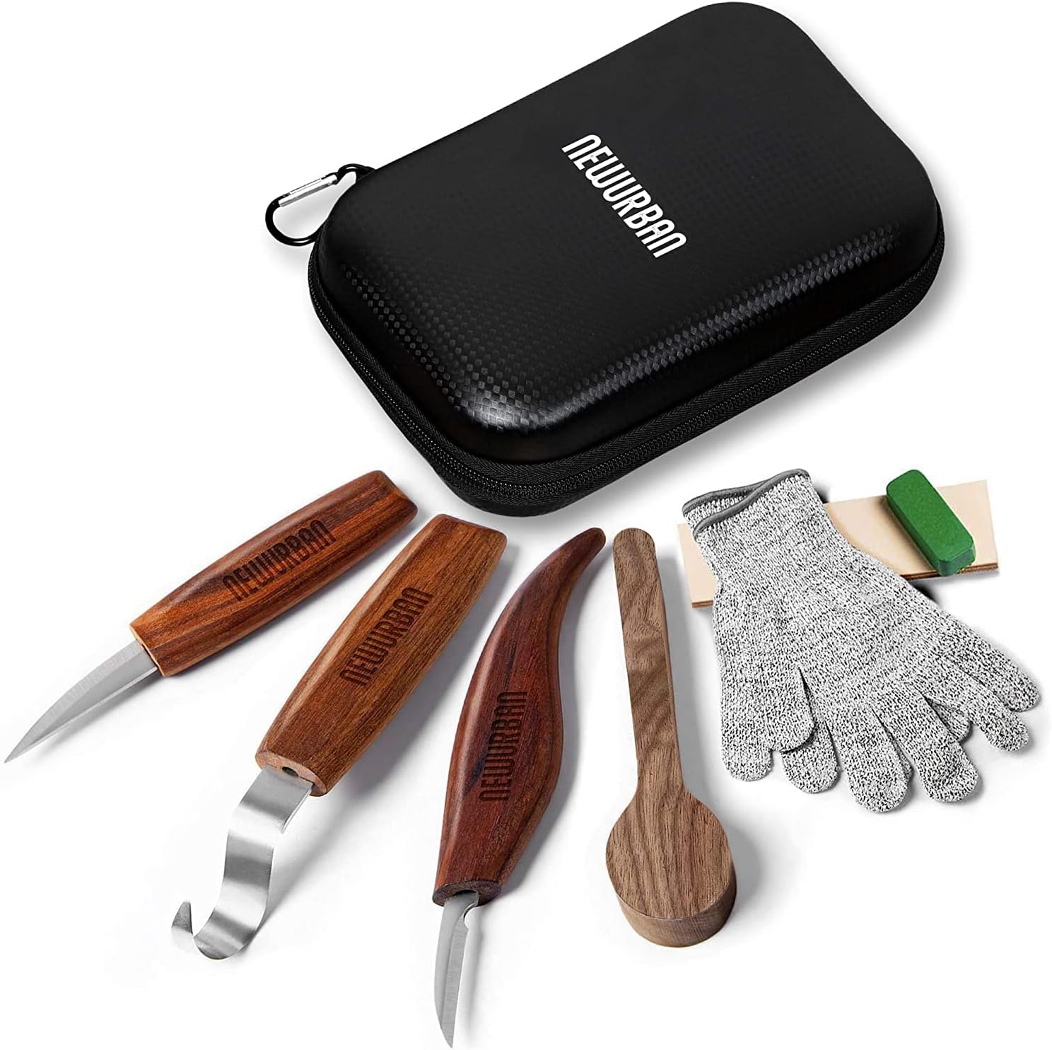 Wood Carving Tools Set-Woodworking Kit with Hook Carving Knife-Whittling Knife-Cut Resistant Gloves-Storage Case-Detail Wood Carving Equipment for Spoon, Bowl-Kuksa Cup or General Woodwork image number 3