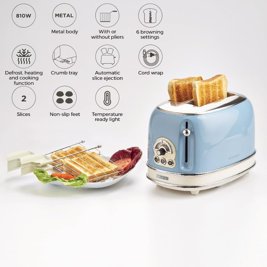 Ariete Vintage Series 2-Slice Toaster - Blue image number 4