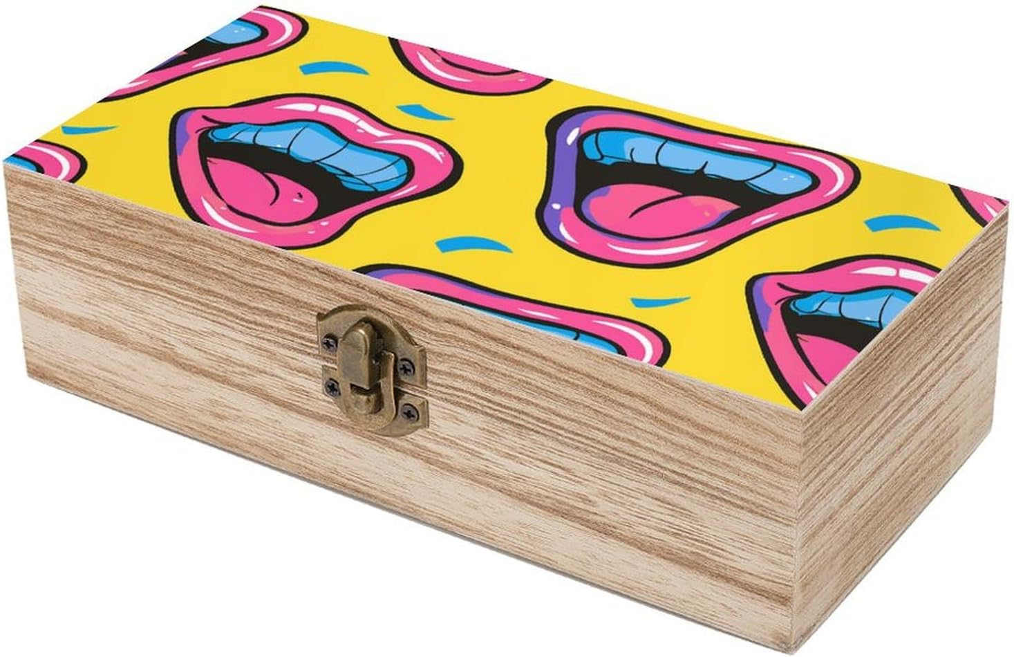 Cartoon Smile Wooden Box Wood Wedding Keepsake Boxes with Lids Small Decorative Boxes Lightweight Wooden Memory Storage Box for Crafts Keepsakes Jewelry Photo Letter Storage image number 1