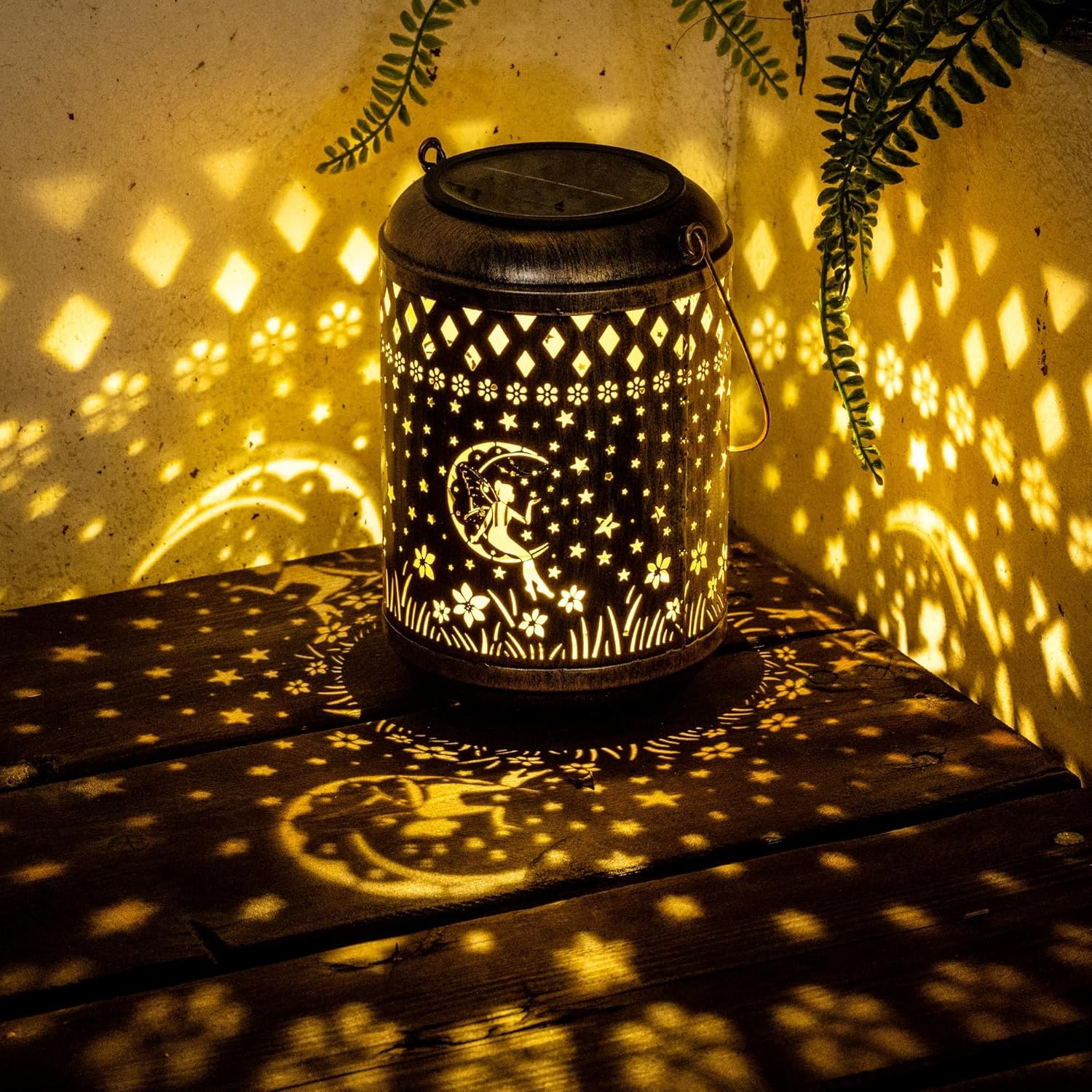 Solar Hanging Lanterns 2 Pack Waterproof Fairy Garden Lights Outdoor Decor Metal Solar Lanterns for Patio Yard Garden image number 2