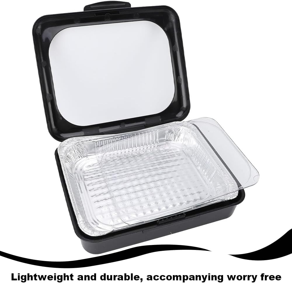 Foil Tray Holder Set, Serving Tray for Food, Dual Design with Removable Lid, Insulated Food Carrier, Stackable, Lightweight, Portable for Traveling, Picnic, Party, Camping image number 6
