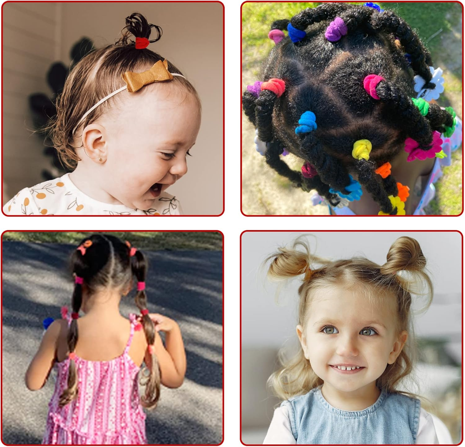 Pack of 100 Small Hair Bobbles for Women, Elastic Hair Bobbles, Ponytail, Colourful, Mini Hair Band for Baby, Toddler, Girls - Spring+Rainbow image number 3