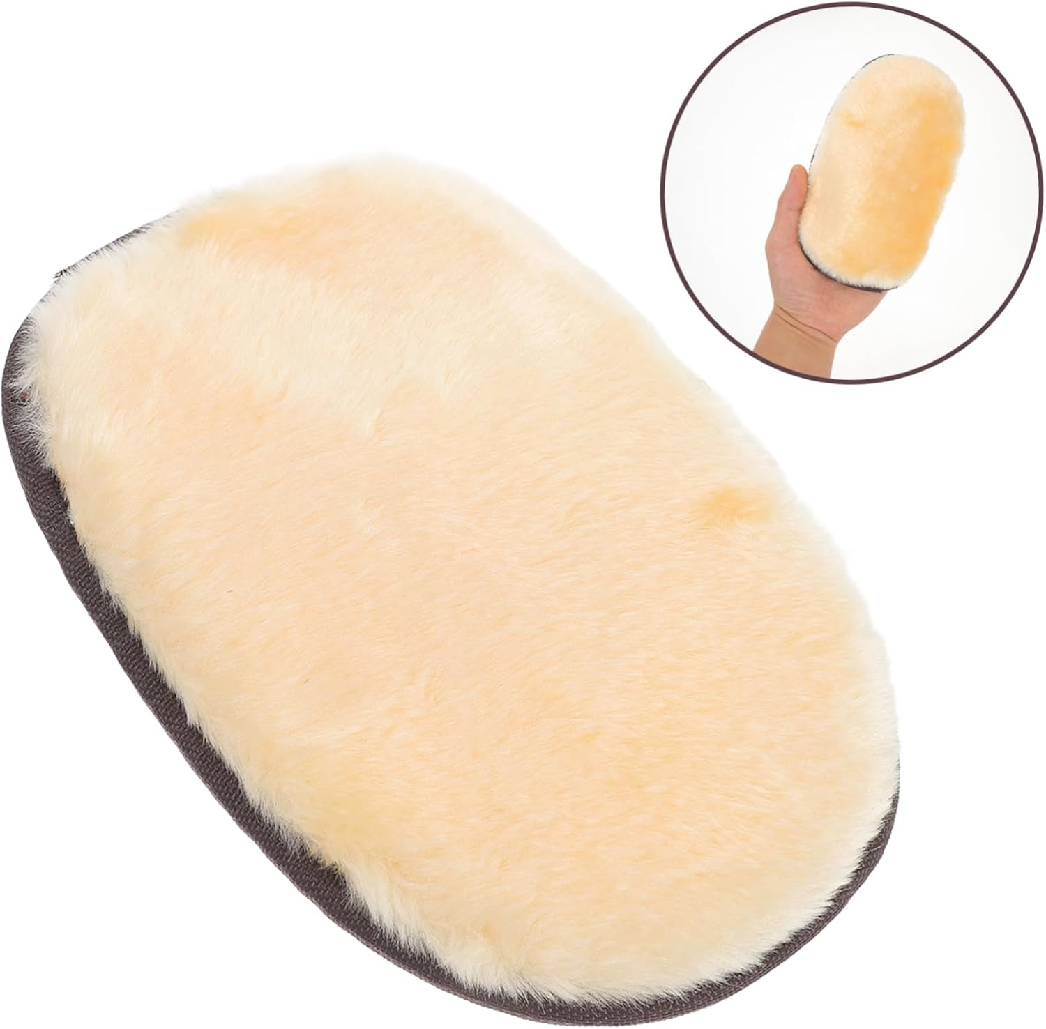 FELTECHELECTR Car Wash Mitt Small Orange Sheepskin Plush Microfiber Glove Scratch-Free Automotive Detailing Dusting Polishing Cleaning Tool for Exterior Care