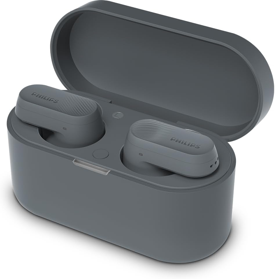 Philips TAT3509GY Noise Cancelling True Wireless in Ear Bluetooth Headphones - Natural Sound, Dynamic Bass, Pocket-Sized Charging Case, Clear Calls, Ideal for Commuting and Exercise - Grey image number 4