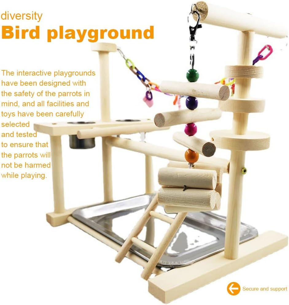 HPAMR Bird Playground, Bird Perches Stand, Parrot Climbing Frame Stand, Birds Interactive Playground, Easy Assembly Includes Colorful Toys and Perch for Parakeets Conures Cockatoos and Finches image number 6