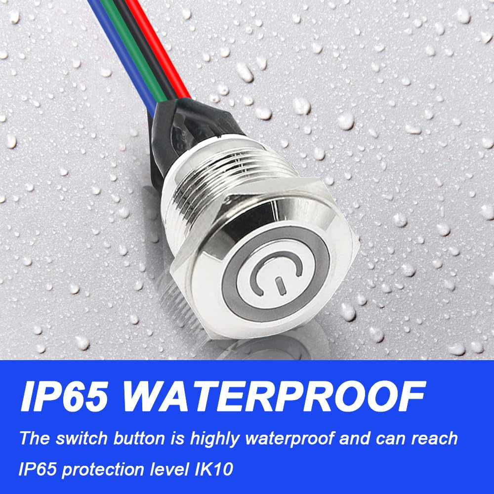 Xiatiaosann 16Mm Chassis Switch Host Metal Button Cable, PC Case LED Power Button ATX Supply On/Off Extension Cord for DIY Computer Switch, with 1 to 2 Splitters (Yellow) image number 6