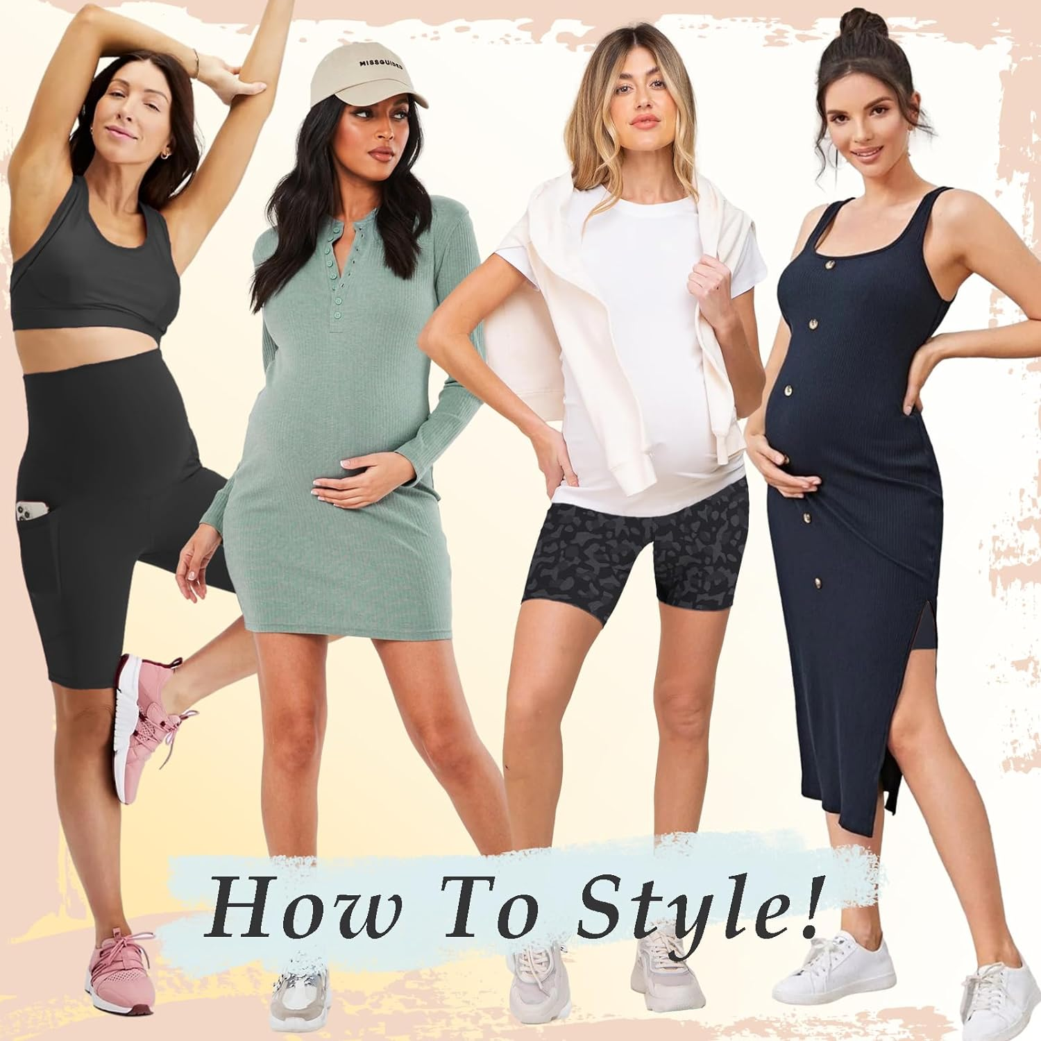 GROTEEN 3 Pack Women'S Maternity Shorts over Belly with Pockets - 8'' High Waisted Workout Yoga Pregnancy Biker Shorts image number 5