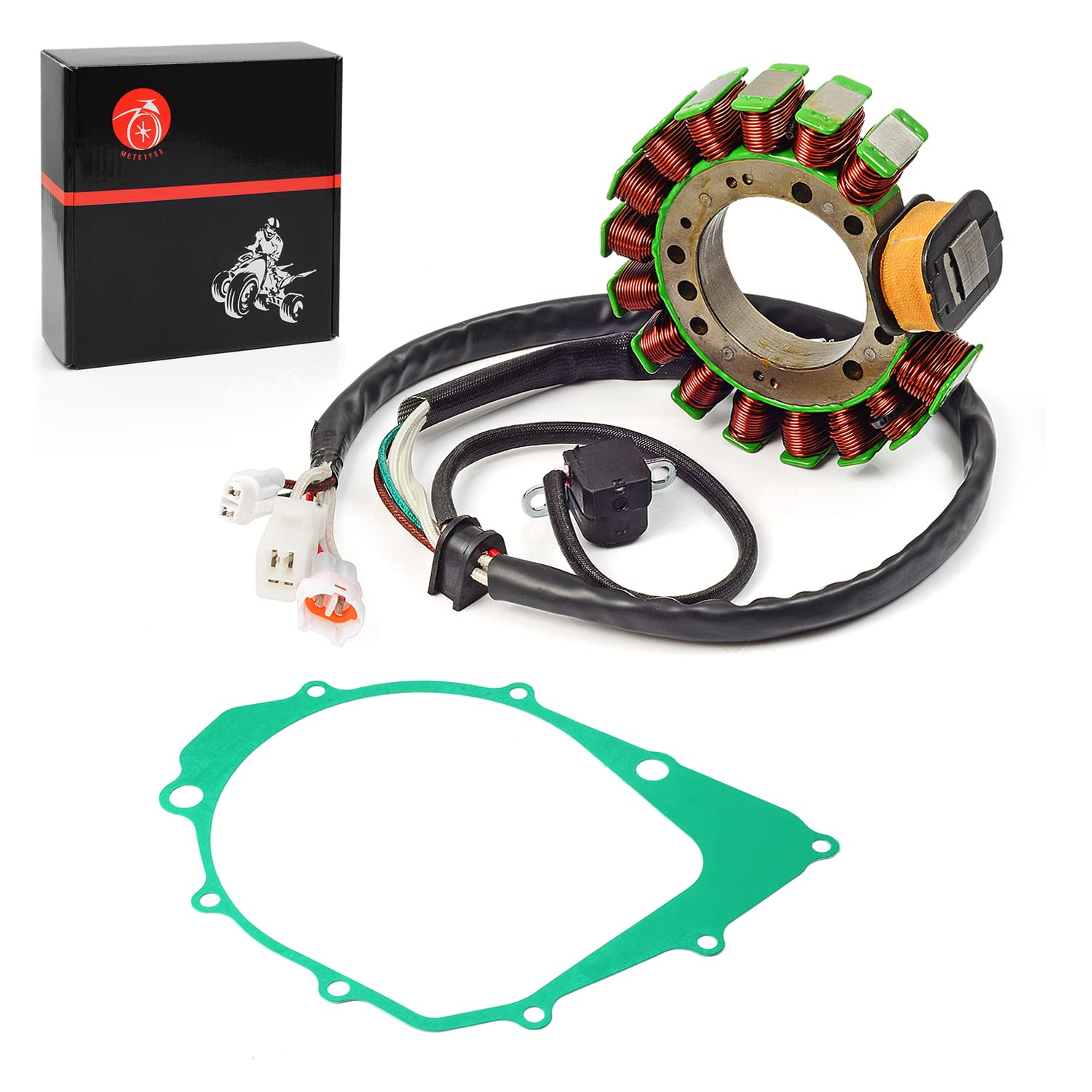 Stator with Gasket for Yamaha Warrior 350 YFM350 1996-2001 Big Bear 350 1995-1997 Kodiak 400 1993-1998 3HN-85510-10-00 3GD-15451-00-00