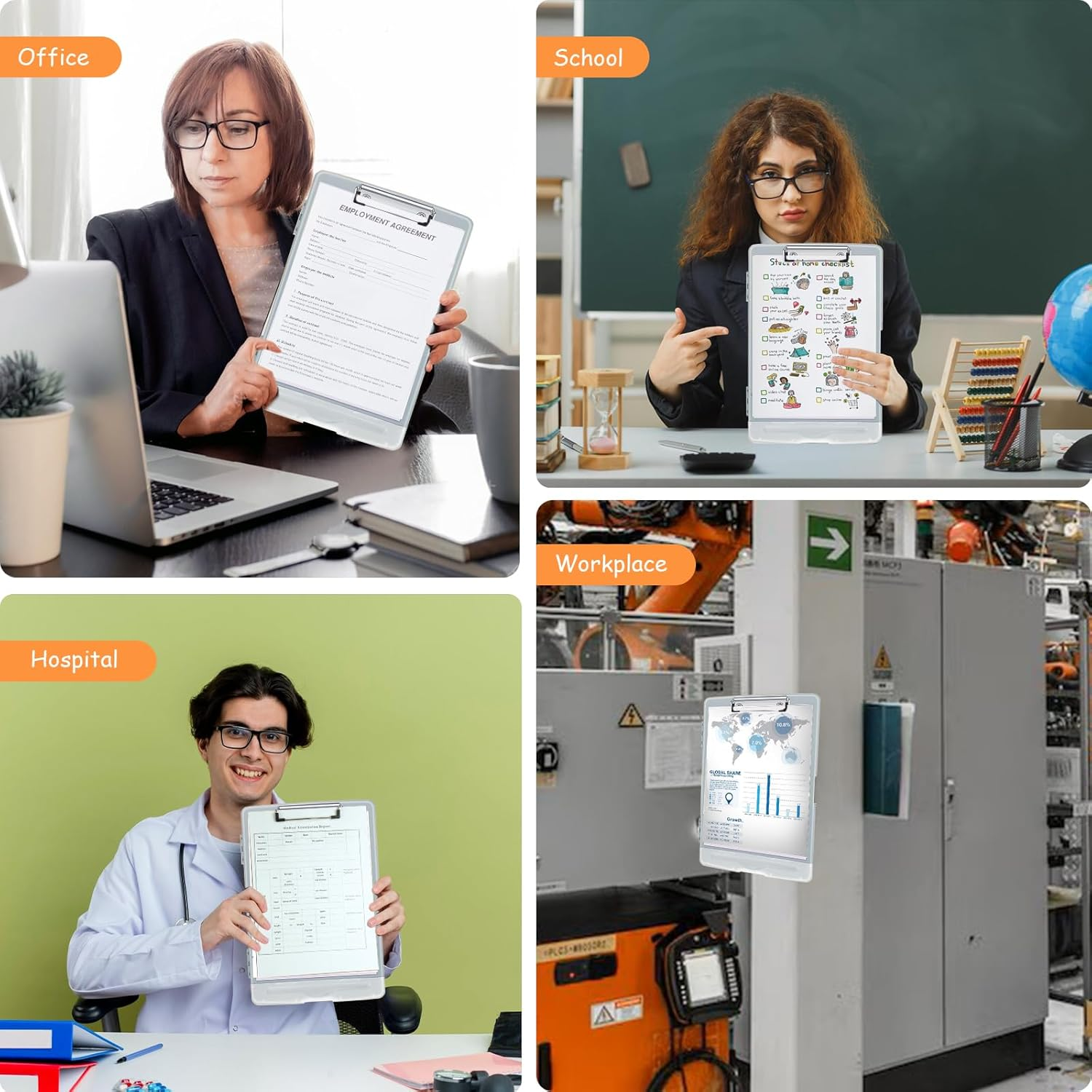 SAYEEC Clipboard with Storage, High Capacity Nursing Clipboard with Pen Holder and Low Profile Clip, Heavy Duty Side Opening Plastic Storage Clipboard Folder Case for Teacher Lawer Work Office (Clear) image number 3