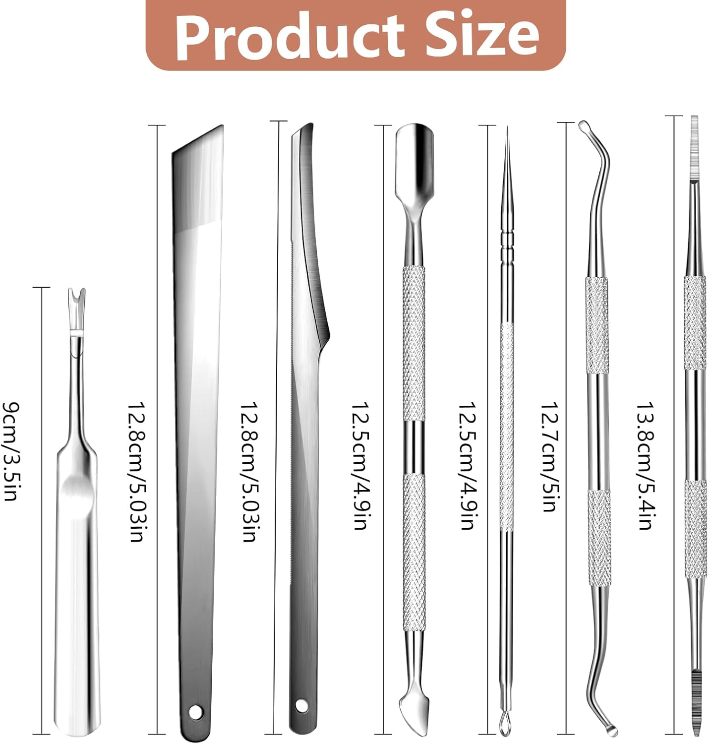 7Pcs Ingrown Toenail Pedicure Tool, Stainless Steel Ingrown Toenail File and Ingrown Toenail Lifters, Ingrown Toenail Removal Kit Professional Nail Treatment Manicure Tools under Nail Cleaner image number 4