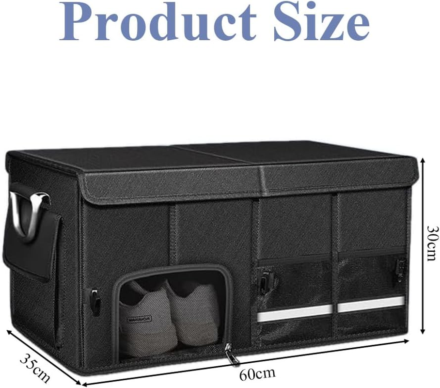 Car Trunk Organizer,Car Boot Organiser,Collapsible Trunk Organizer,Sturdy Trunk Storage Box,For Car Accessories, Tools, Sundries, Space Saving,With Reflective Strips,60X35X30Cm
