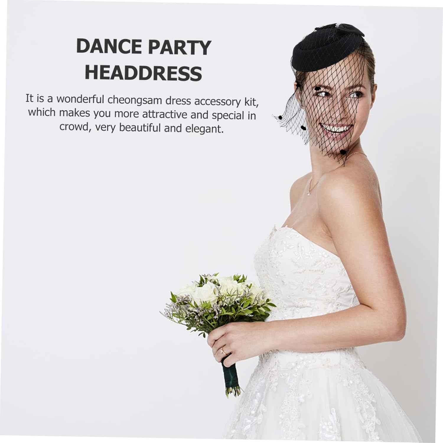 OHPHCALL 1 Set Cocktail Hat Retro Top Hat Derby Facinator Party S Vintage Fascinator S Pillbox Bride Headpieces for Wedding Mesh Hair Decoration Prom Polyester Mesh Women'S - White image number 7