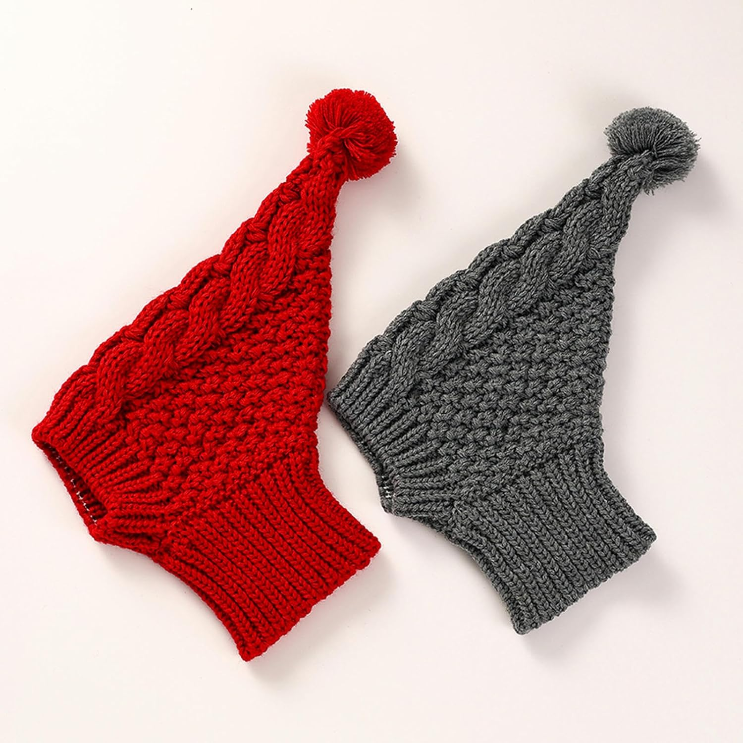 Christmas Dog Hat Cute Dog Cap with Pompon Crocheted Knitted Snood Greyhound Hat Red Warm Dog Winter Hat Knit Snood Headwear Party Dog Costume for Puppy Small Medium Large Dogs image number 3